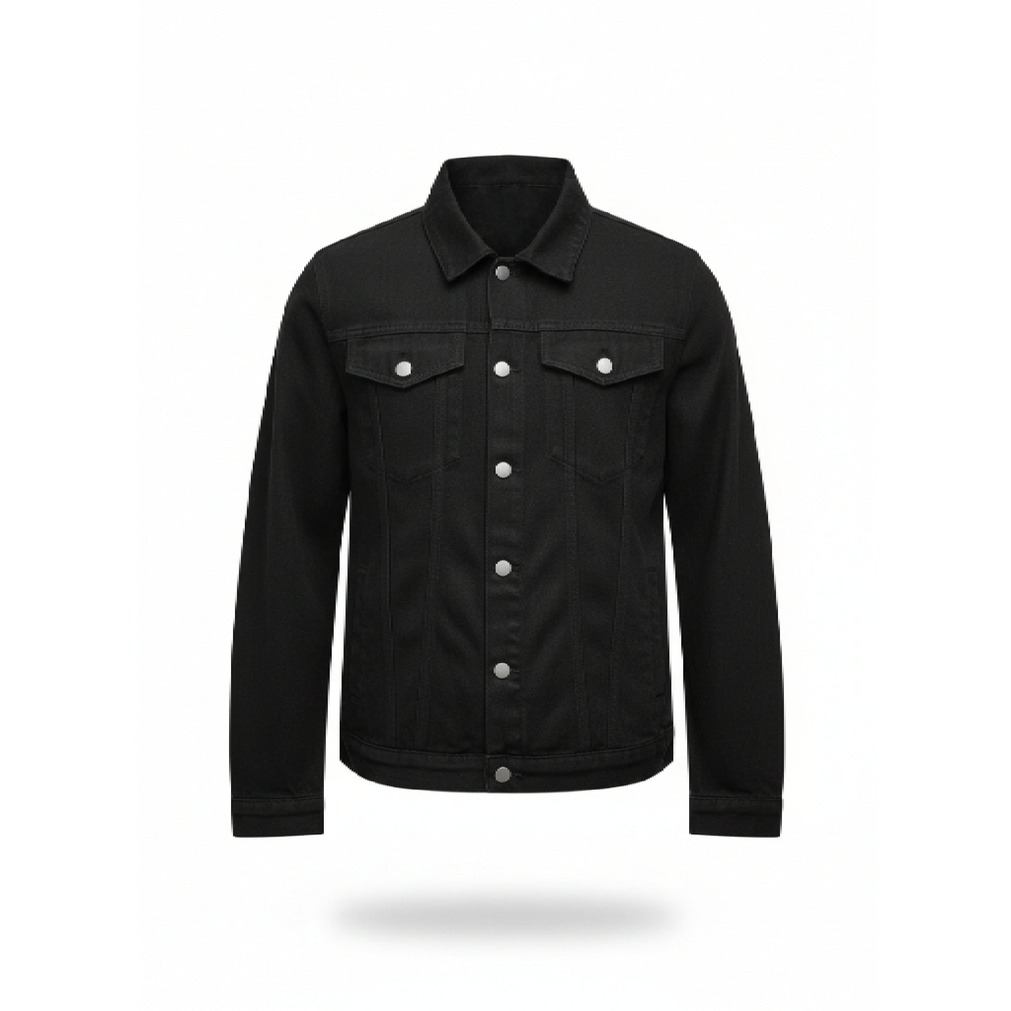Men’s Trucker Black Denim Jacket – Casual Winter Wear