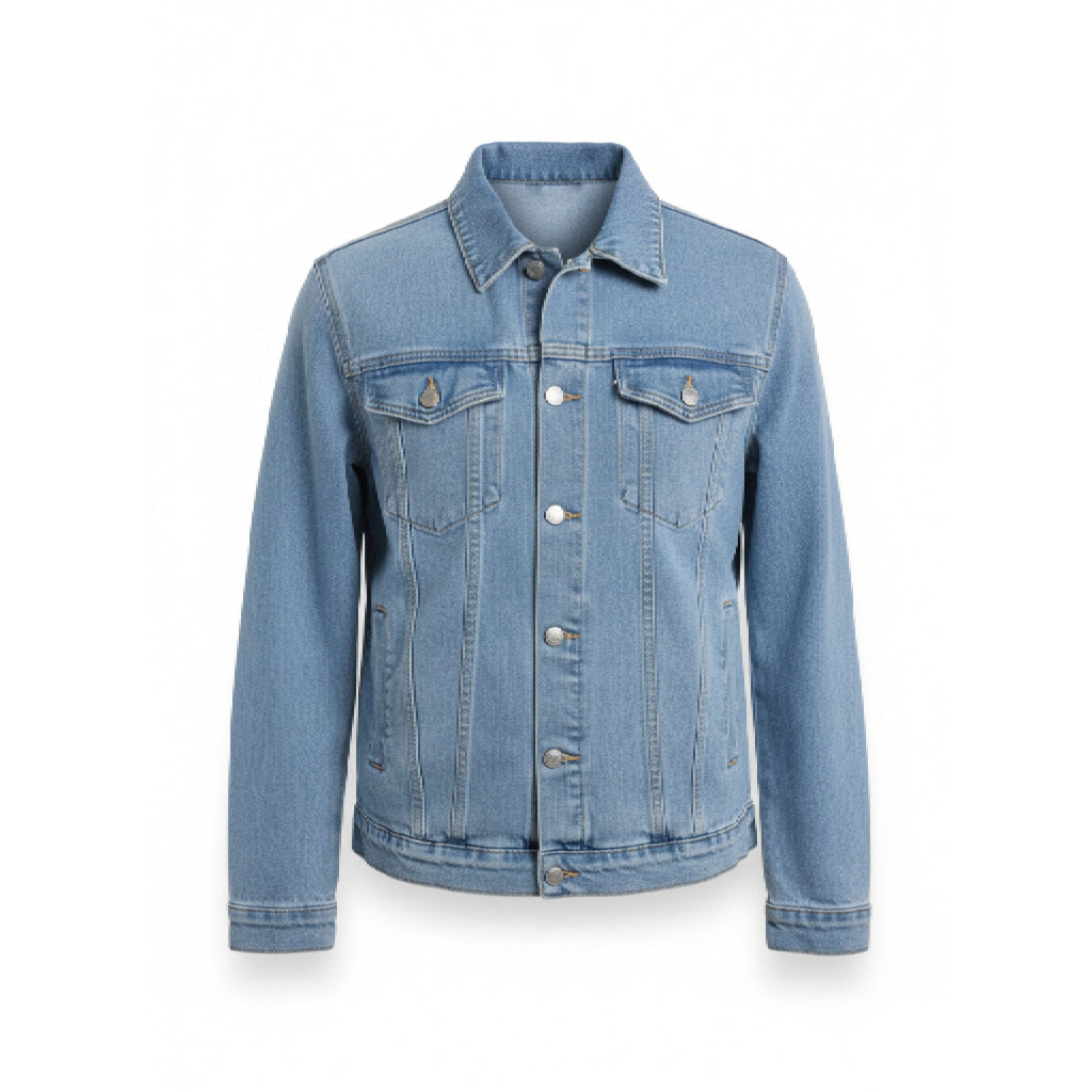 Men’s Trucker Blue Denim Jacket – Casual Winter Wear